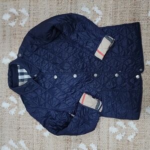 Girl size 10 Navy Blue and Nova check quilted jacket